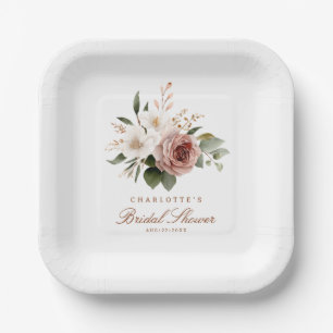 Elegantes Blush Fall Brautparty Pappteller