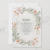 Elegantes Blush Floral Baby in Blütendusche Einladung (Vorderseite)