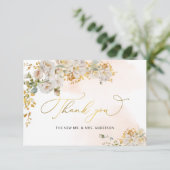 Elegantes Blush Floral Brautparty Danke Karte (Stehend Vorderseite)