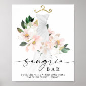 Elegantes Blush Floral Brautparty Sangria Bar Poster (Vorne)