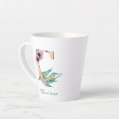 Elegantes Blush Floral C Wasserfarbe Foliage Monog Milchtasse (Linke Ecke)
