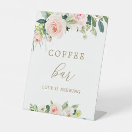 Elegantes Blush Floral Coffee Bar Sign Sockelschild