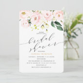 Elegantes Blush Floral und Eukalyptus-Brautparty Einladung (Stehend Vorderseite)