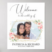 Elegantes Blush Foto Hochzeit Begrüßungszeichen Poster (Vorne)