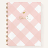 Elegantes Blush Gingham Blank Cocktail Rezept Buch (Vorderseite)