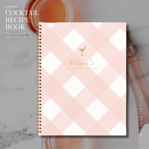 Elegantes Blush Gingham Blank Cocktail Rezept Buch