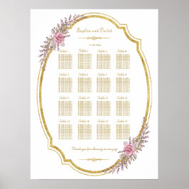Elegantes Blush-Gold-Rahmen-Sitzdiagramm Poster