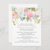 Elegantes Blush Gold Wasserfarben Brautparty Einladungspostkarte (Vorne/Hinten)