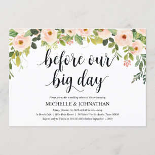 Elegantes Blush Hochzeitliches Probe Dinner Einladung