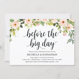 Elegantes Blush Hochzeitliches Probe Dinner Einladung