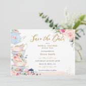 Elegantes Blush Party Brautparty Save The Date (Stehend Vorderseite)