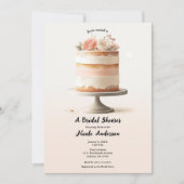 Elegantes Blush Peach Floral Cake Brautparty Einladung (Vorderseite)
