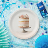 Elegantes Blush Peach Floral Cake Brautparty Pappteller (Party)