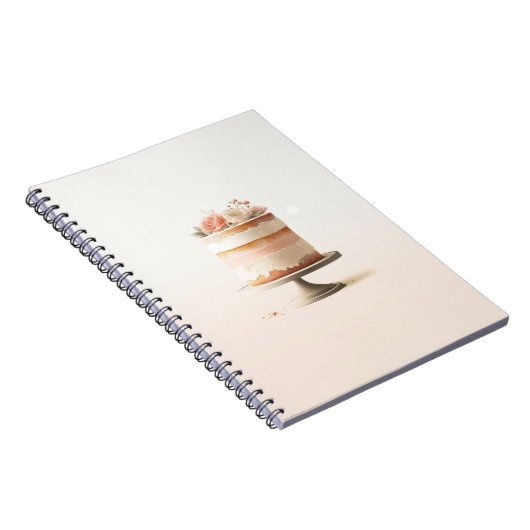 Elegantes Blush Peach Floral Cake Wedding Guestboo Notizblock (Rechte Seite)