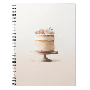 Elegantes Blush Peach Floral Cake Wedding Guestboo Notizblock