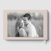 Elegantes Blush Peacock Foto Wedding Gästebuch (Rückseite)