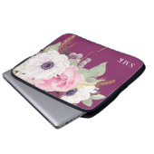 Elegantes Blush Peony Eucalyptus Floral Monogram Laptopschutzhülle (Vorne Knopf)