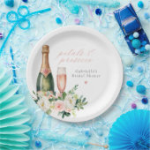 Elegantes Blush Petals & Prosecco Brautparty Pappteller (Party)