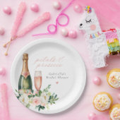 Elegantes Blush Petals & Prosecco Brautparty Pappteller (Party)