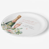 Elegantes Blush Petals & Prosecco Brautparty Pappteller (Schrägansicht)