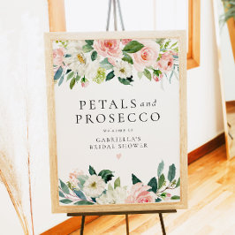 Elegantes Blush Petals & Prosecco Brautparty Poster