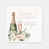 Elegantes Blush Petals & Prosecco Brautparty Serviette (Vorderseite)