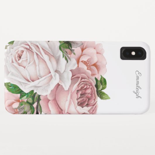 Elegantes Blush Pink Aquarellschrift Blumenschrift Case-Mate iPhone Hülle (Rückseite (Horizontal))