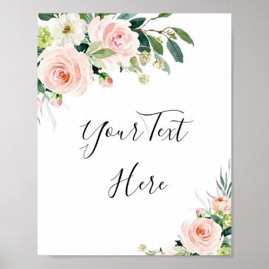 Elegantes Blush Pink Blume Custom Wedding Poster (Vorne)