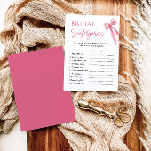 Elegantes Blush Pink Bow Bridal Scattergories Game Einladung