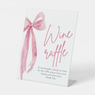 Elegantes Blush Pink Bow Wine Raffle Game Sign Sockelschild