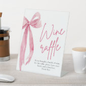 Elegantes Blush Pink Bow Wine Raffle Game Sign Sockelschild (In SItu)