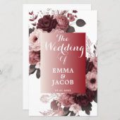 Elegantes Blush Pink Burgund Blumenzwiebelprogramm (Vorne/Hinten)