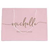 Elegantes Blush Pink Chic Monogram Script Große Geschenktüte (Vorderseite)