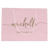 Elegantes Blush Pink Chic Monogram Script Große Geschenktüte (Rückseite)