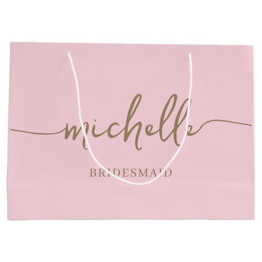 Elegantes Blush Pink Chic Monogram Script Große Geschenktüte (Rückseite)