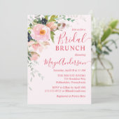Elegantes Blush Pink Floral Bouquet Bridal Brunch Einladung (Stehend Vorderseite)