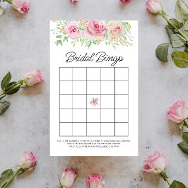 Elegantes Blush Pink Floral Bridal Bingo Spiel
