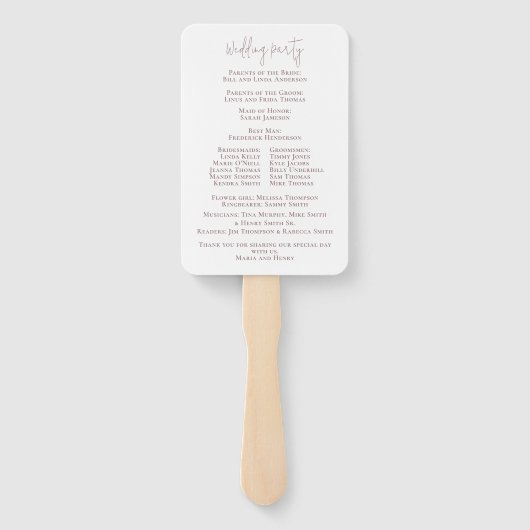 Elegantes Blush Pink Floral Wedding Programm Fächer (Rückseite)