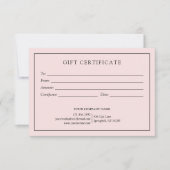 Elegantes Blush Pink-Geschenkgutschein (Vorderseite)