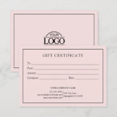 Elegantes Blush Pink-Geschenkgutschein (Vorne/Hinten)