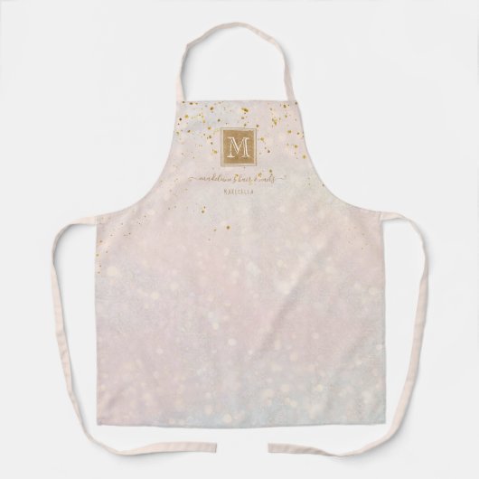 Elegantes Blush Pink Gold Glitzer Monogram Busines Schürze (Vorderseite)