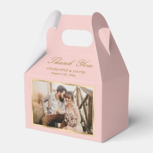 Elegantes Blush Pink Gold Wedding Foto Vielen Dank Geschenkschachtel