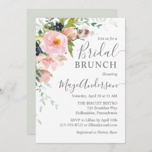 Elegantes Blush Pink & Gray Bridal Brunch Einladung
