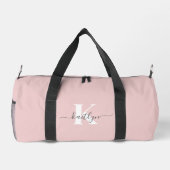Elegantes Blush Pink Gray Script Monogram Duffle Bag (Rückseite)