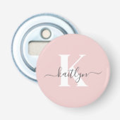 Elegantes Blush Pink Gray Script Monogram Flaschenöffner (Vorderseite)