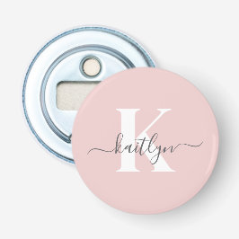 Elegantes Blush Pink Gray Script Monogram Flaschenöffner