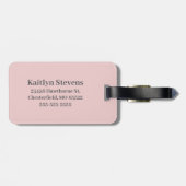 Elegantes Blush Pink Gray Script Monogram Gepäckanhänger (Rückseite horizontal)