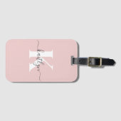 Elegantes Blush Pink Gray Script Monogram Gepäckanhänger (Vorderseite (Horizontal))
