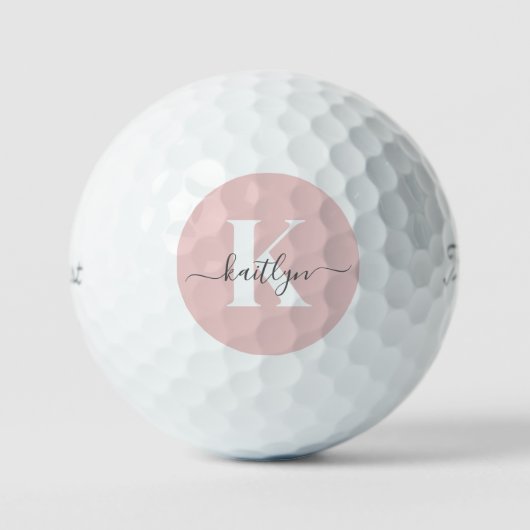 Elegantes Blush Pink Gray Script Monogram Golfball (Vorderseite)