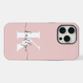 Elegantes Blush Pink Gray Script Monogram iPhone Hülle (Rückseite (Horizontal))